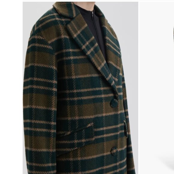 NEW HUNTER Wool Blend Plaid Coat in multi green for women 1225 8m4 - Picture 2 of 7